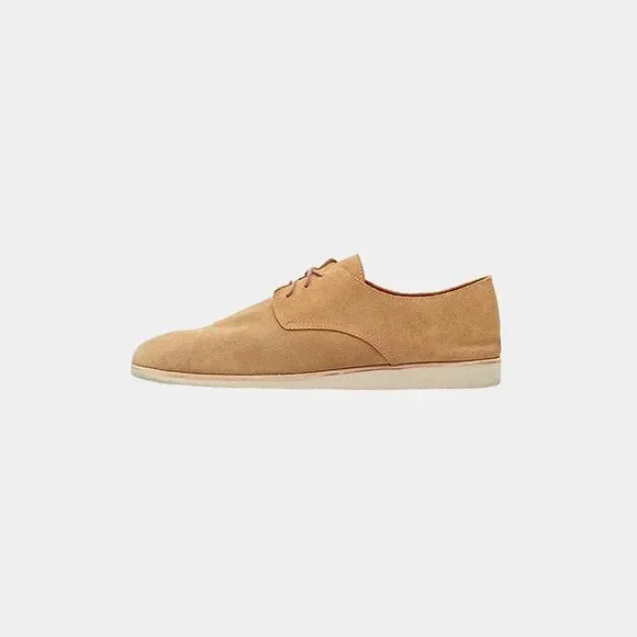 NWOB Nisolo Men's Travel Derby Lace-Up Shoes in Stone Beige Suede Size 10.5